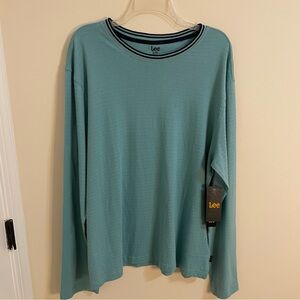NWT Lee Men’s Teal & Navy Long Sleeve Ribbed Tee Size XL